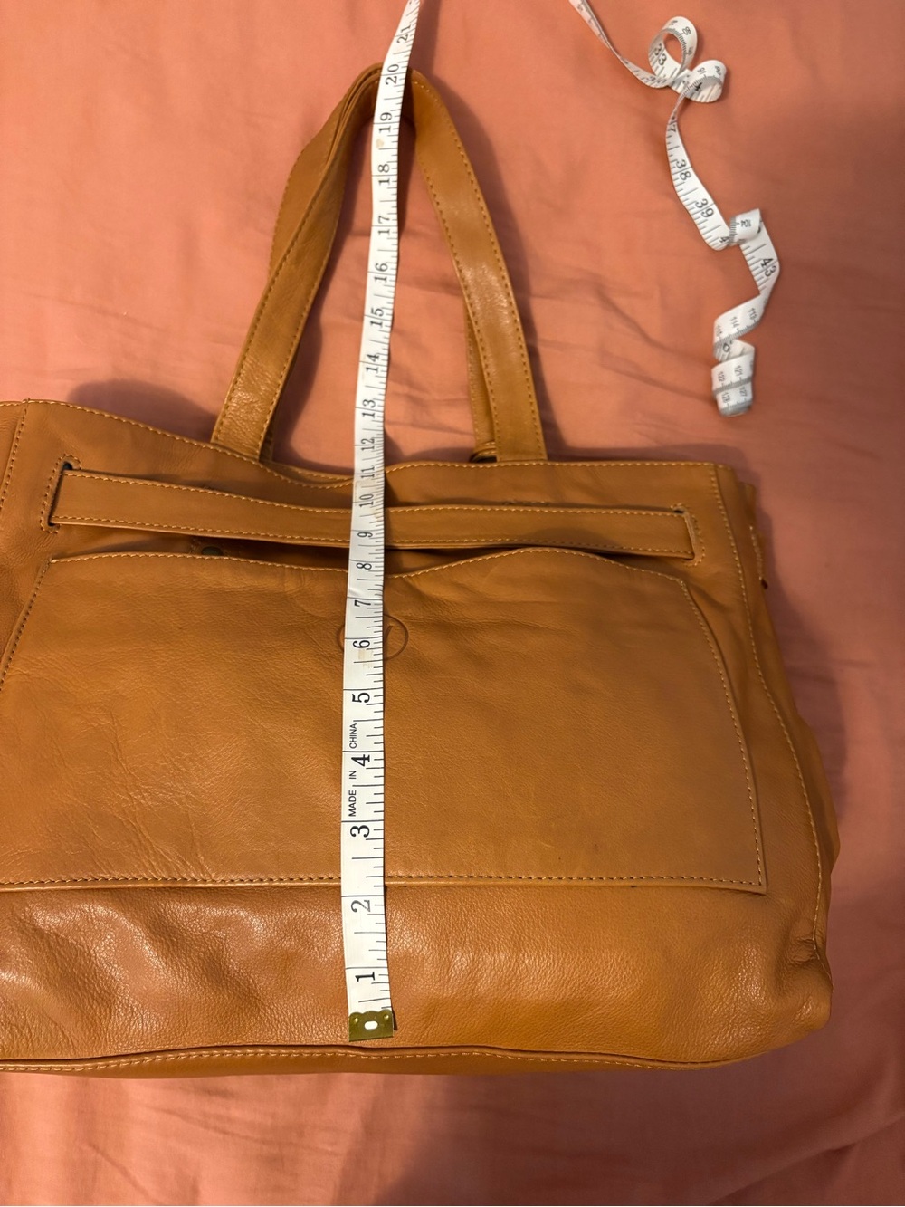 Wanderers Travel Co Tan Leather Shoulder Tote with Front Belt Detail - Picture 7 of 8